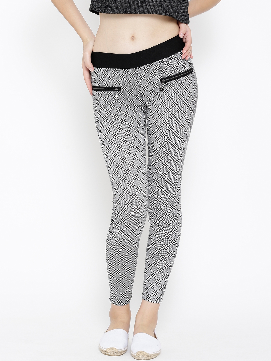 black and white checkered jeggings