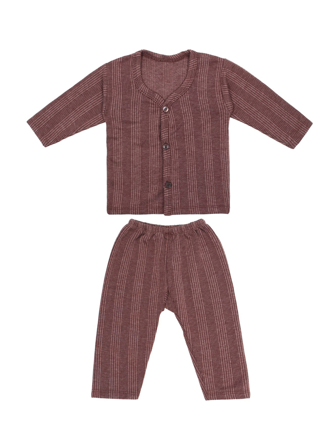 Superminis Infant Kids Brown Striped Cotton Thermal Set