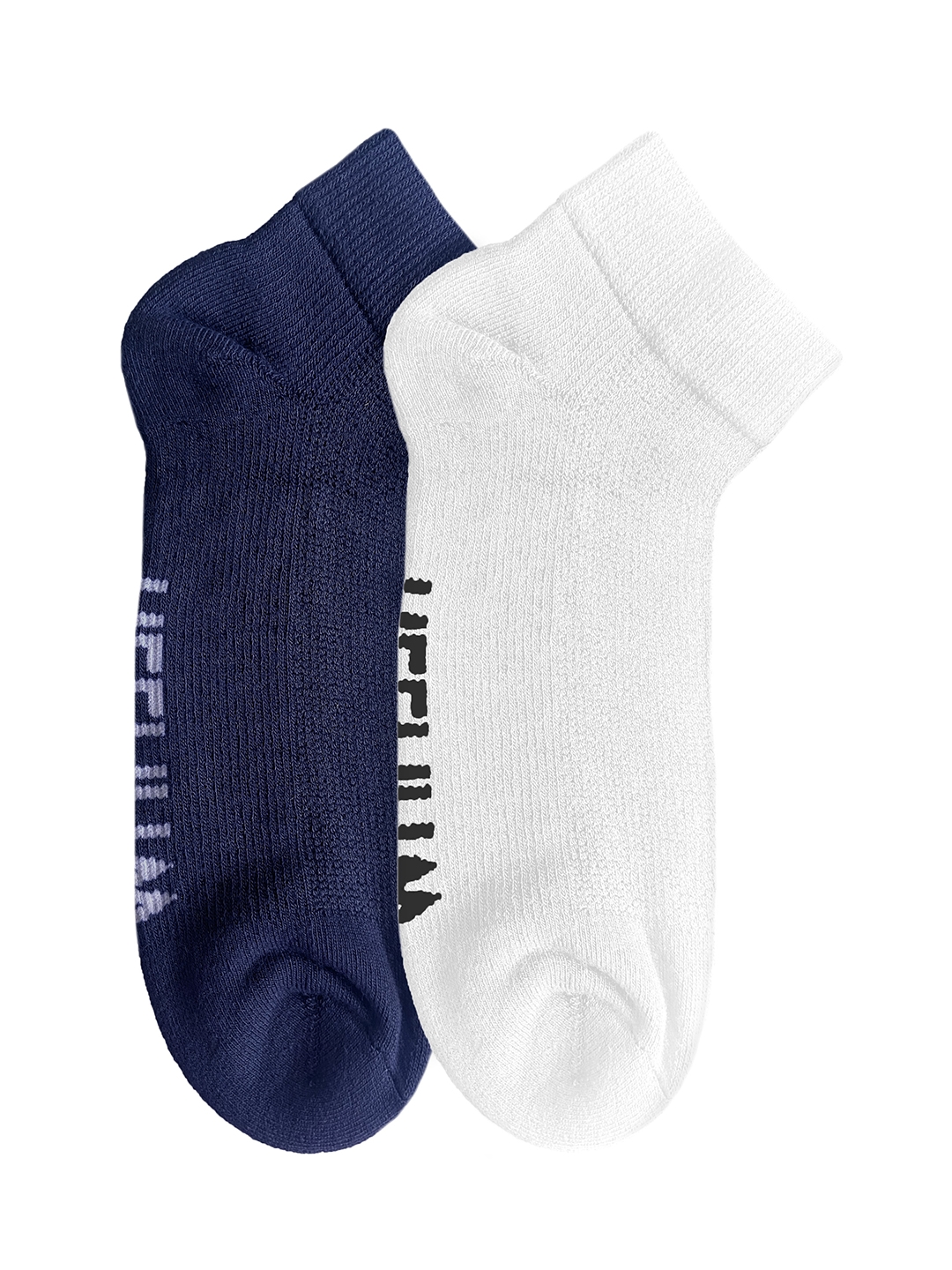 Heelium Men Pack of 2 White   Blue Solid Bamboo Quarter Length Socks