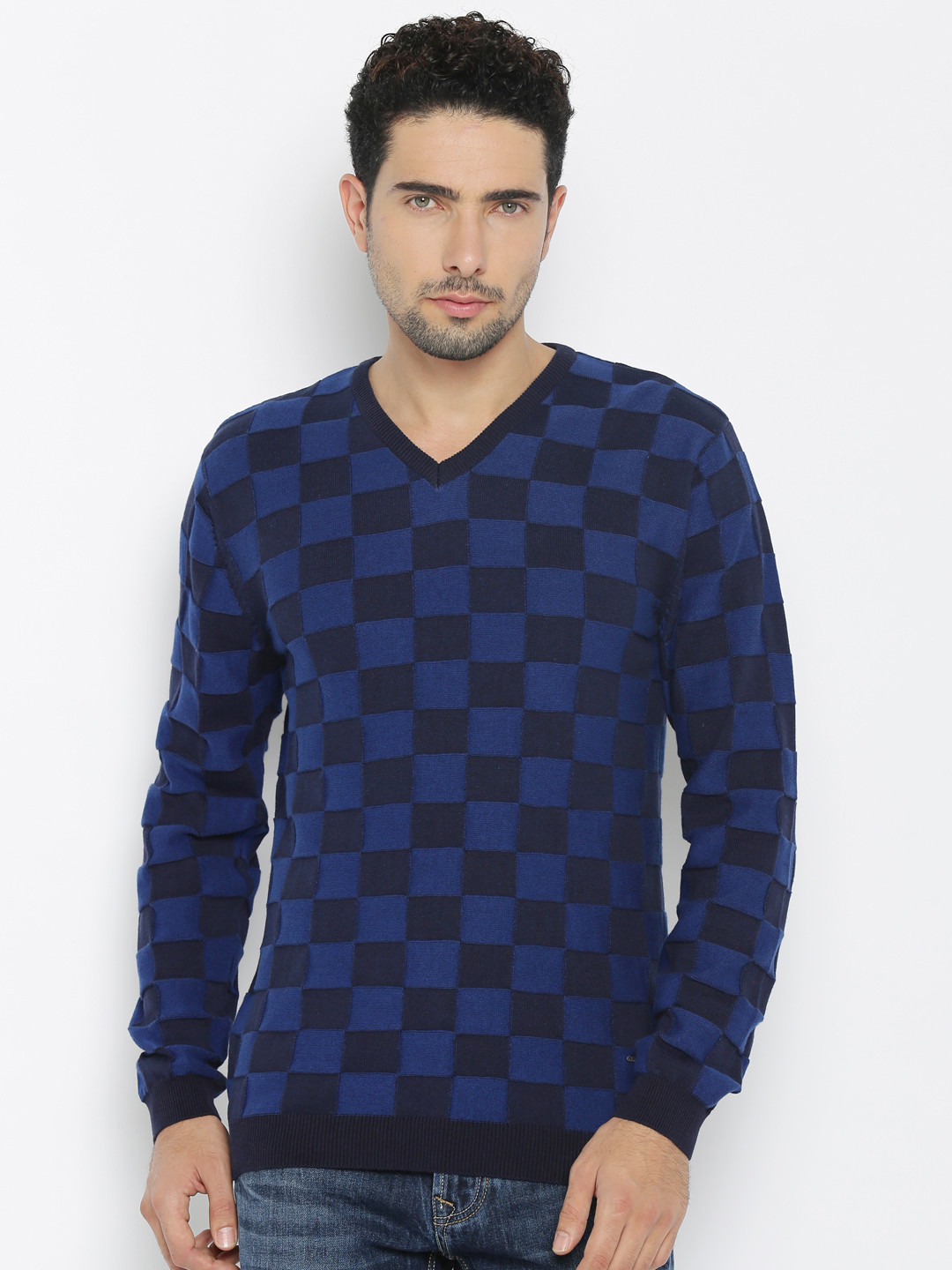Buy Killer Men Blue Checked Sweater 