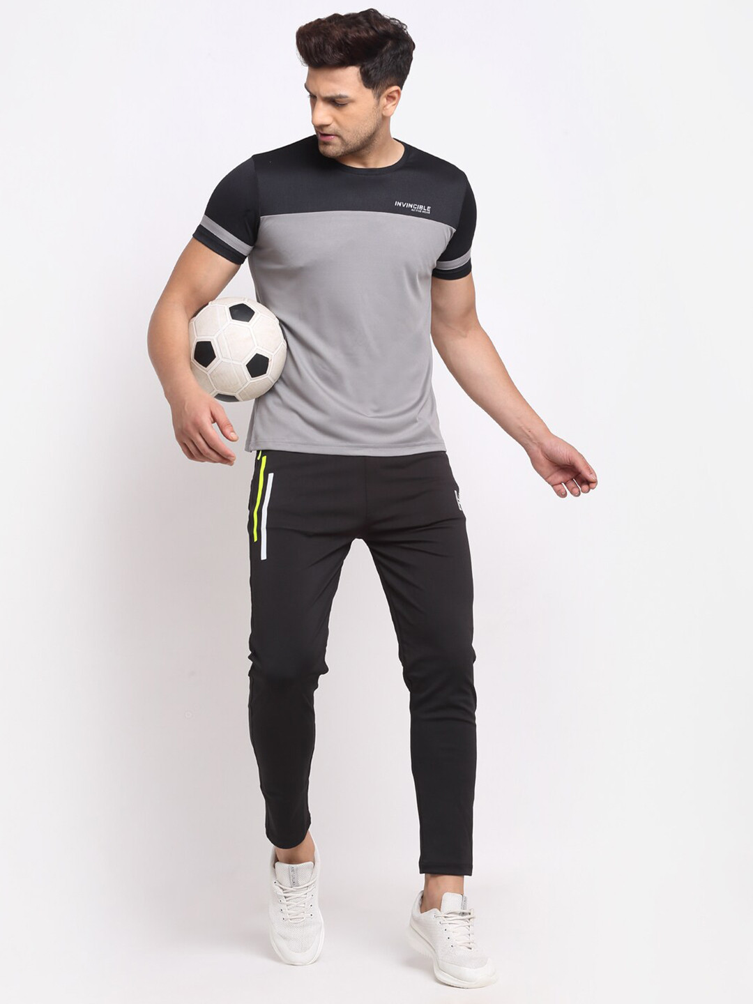Invincible Colourblocked Slim Fit Structured T-Shirt