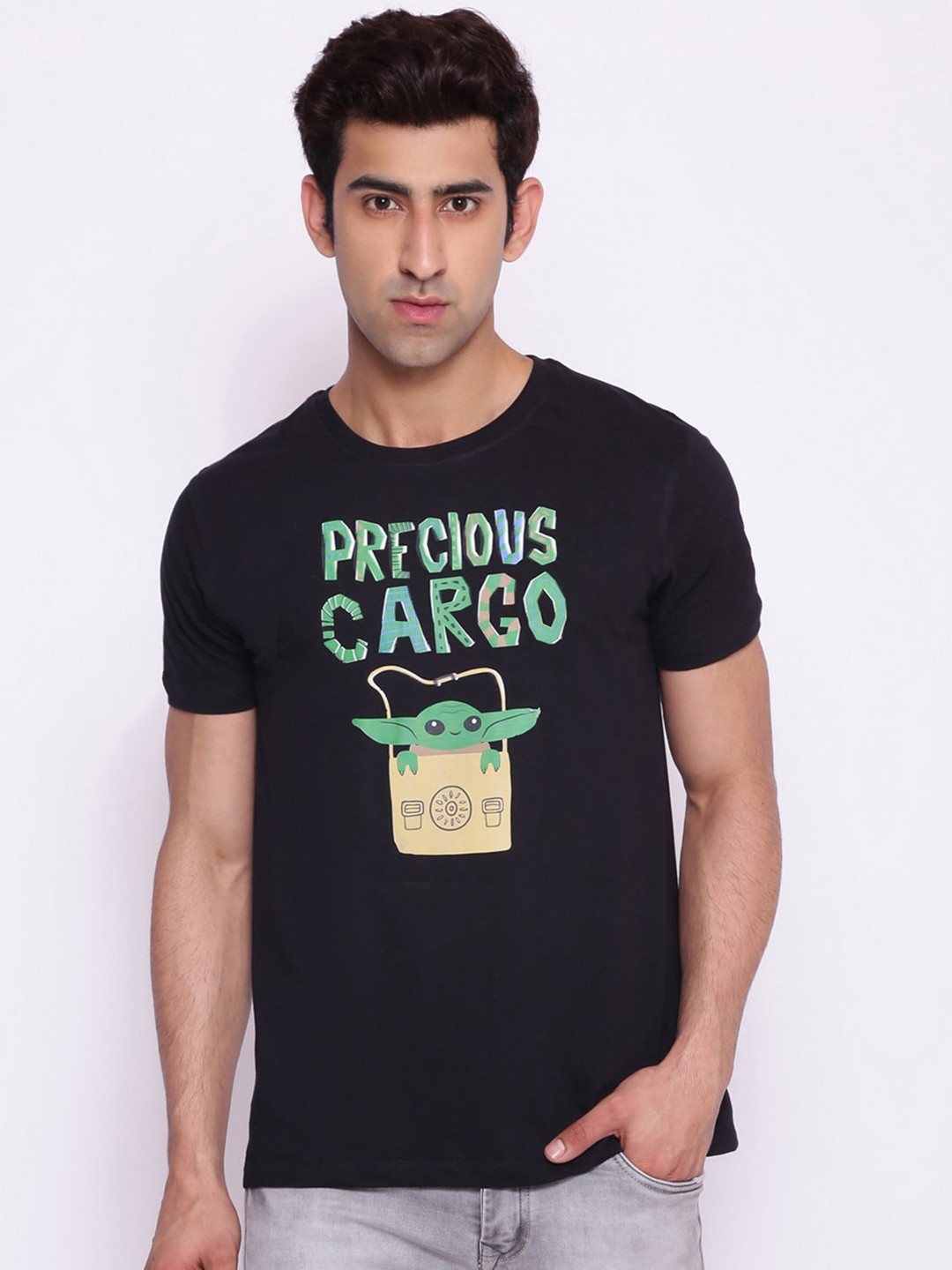 Star Wars by Wear Your Mind Men Black & Green Star Wars Printed T-shirt