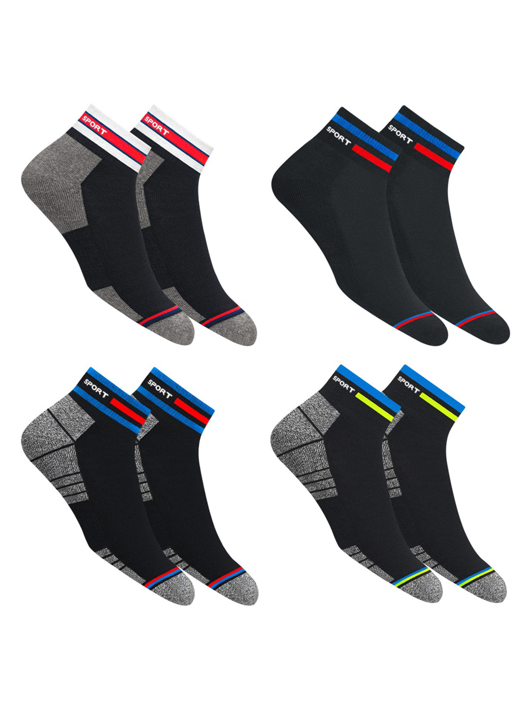 NAVYSPORT Originals Unisex Pair of 4 Cushion Cotton Ankle Socks