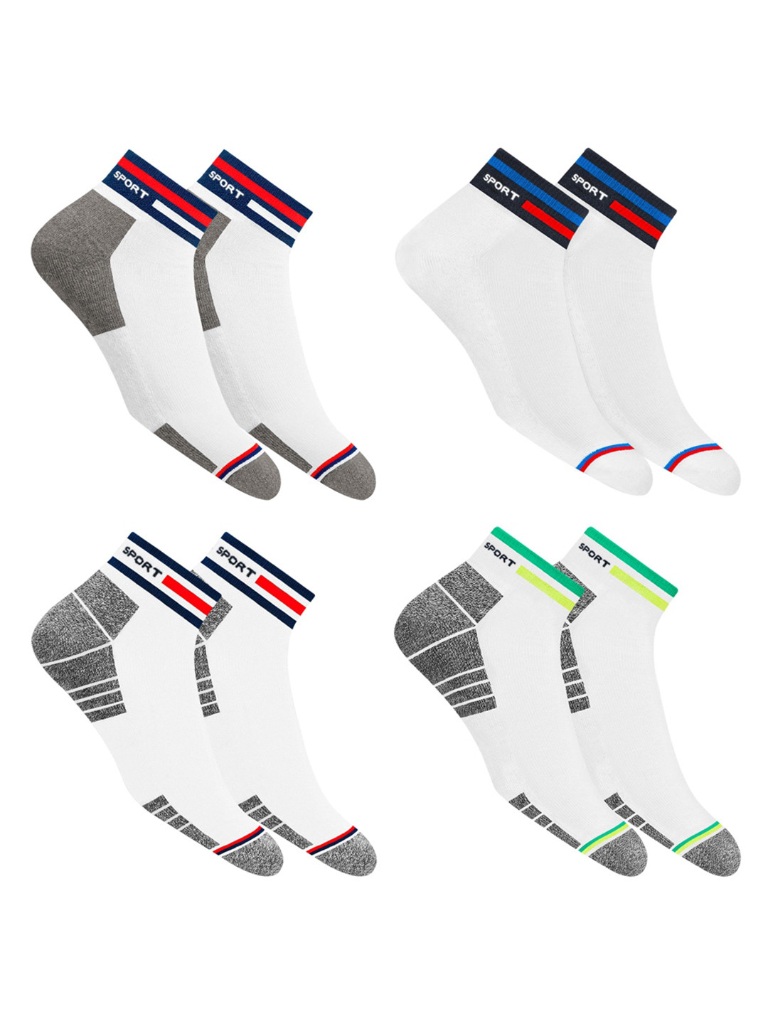 NAVYSPORT White Casual Cushion Cotton Ankle Socks