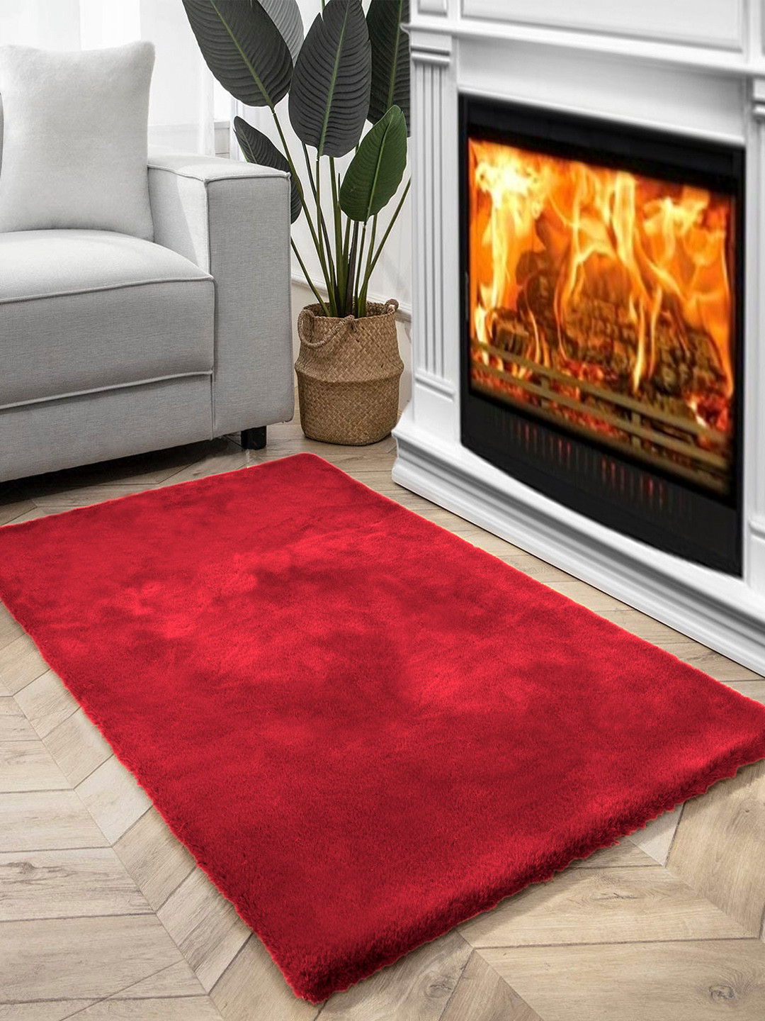 FI Maroon Polycotton Solid Bath Rugs