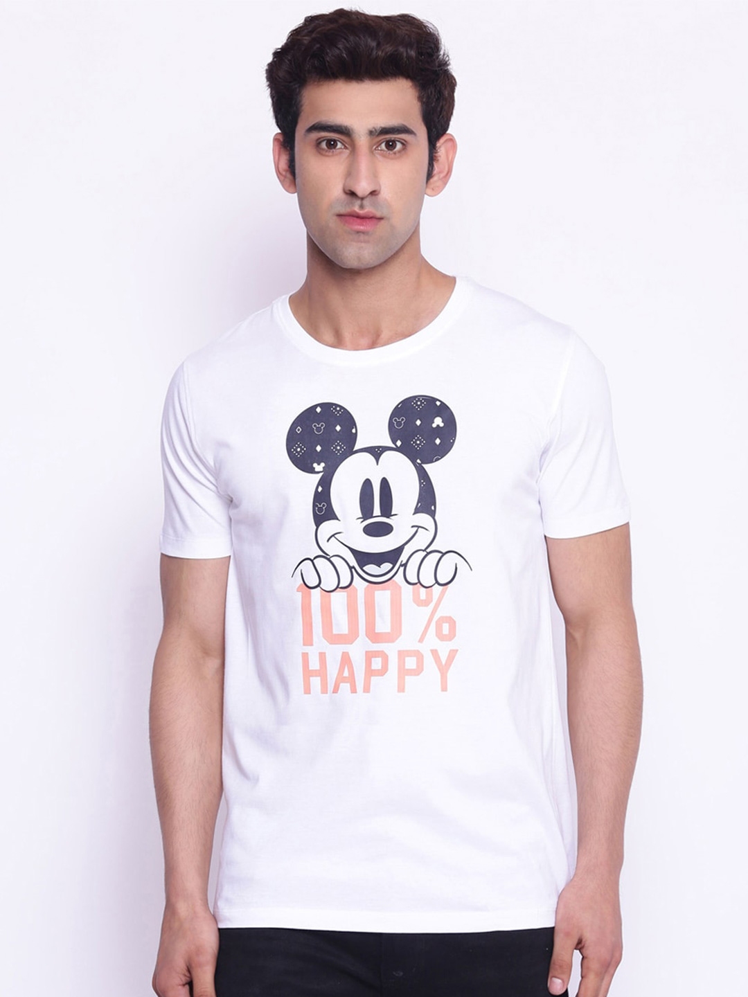 Buy Disney By Wear Your Mind Men White Black Mickey Mouse Printed