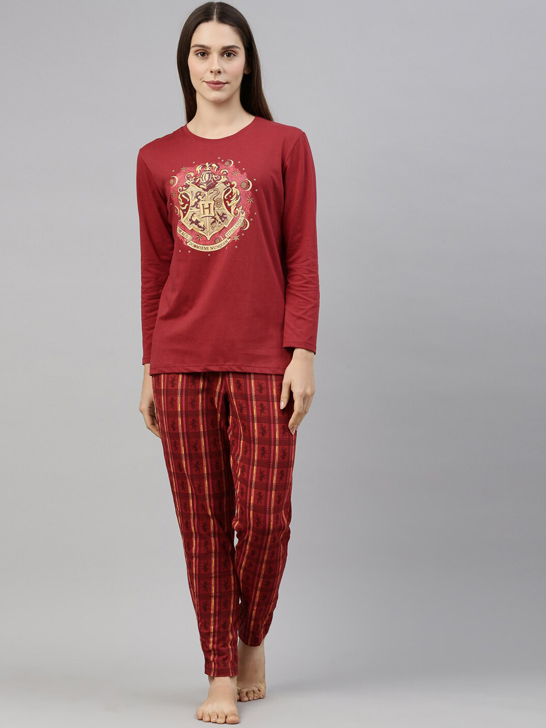 Snarky Gal Women Red Graphic Night Suits