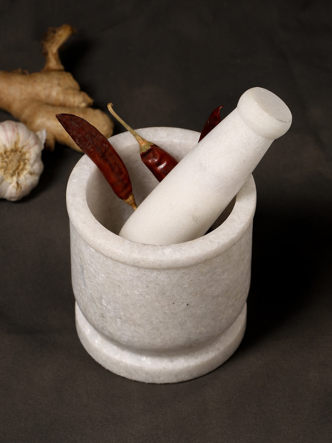 RDK White Solid Marble Mortar and Pestle Set