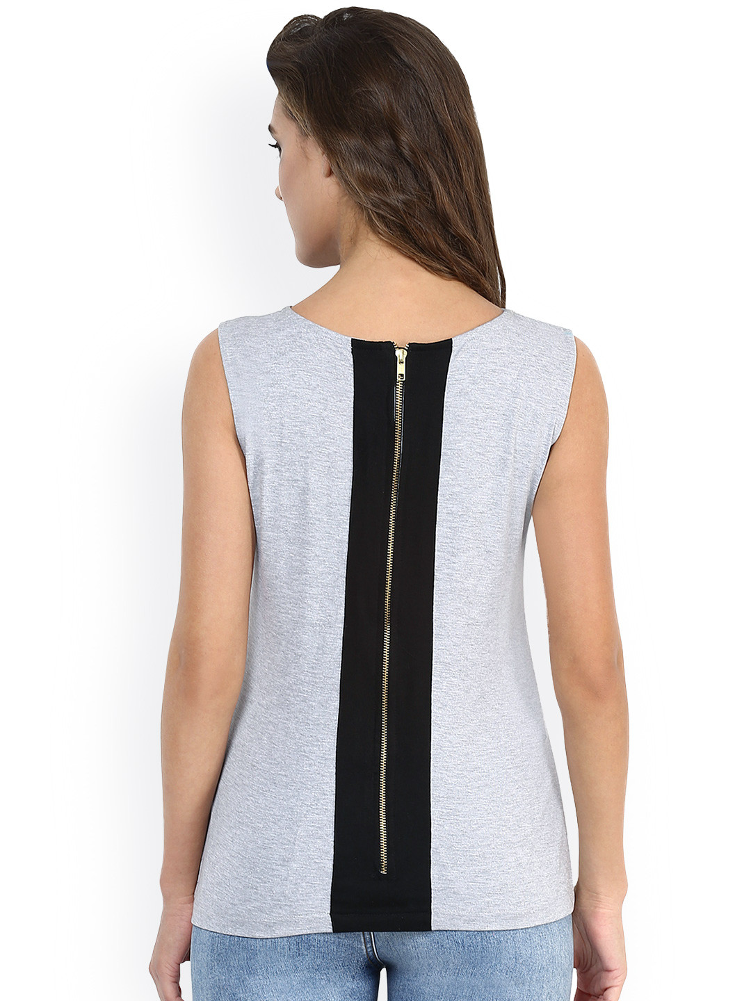 Miss Chase Women Grey Melange Solid Regular Top