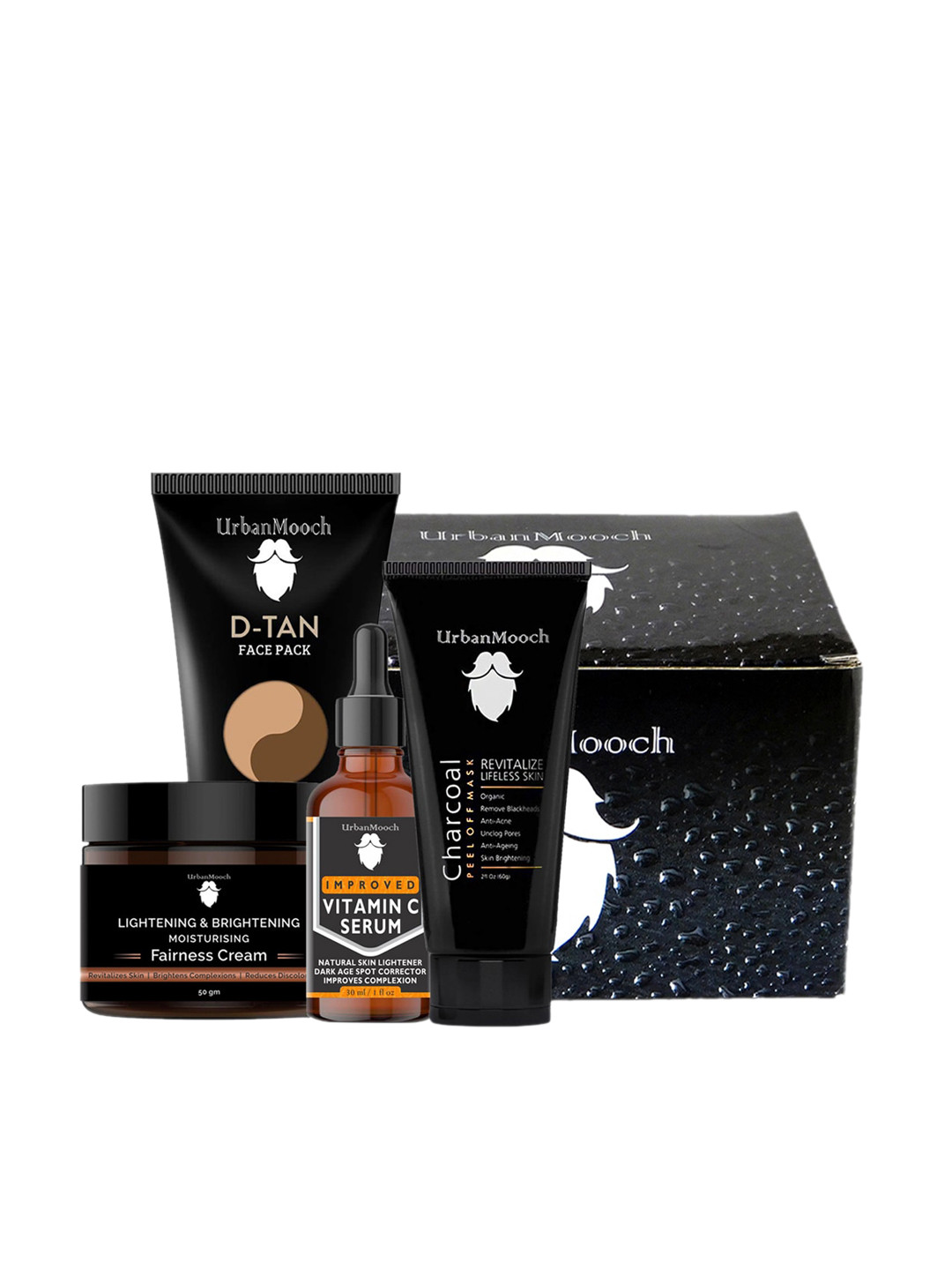 UrbanMooch Men Set of 4 Skin Care Kit - Detan -Fairness Cream -Vitaminc -Peel Off Mask