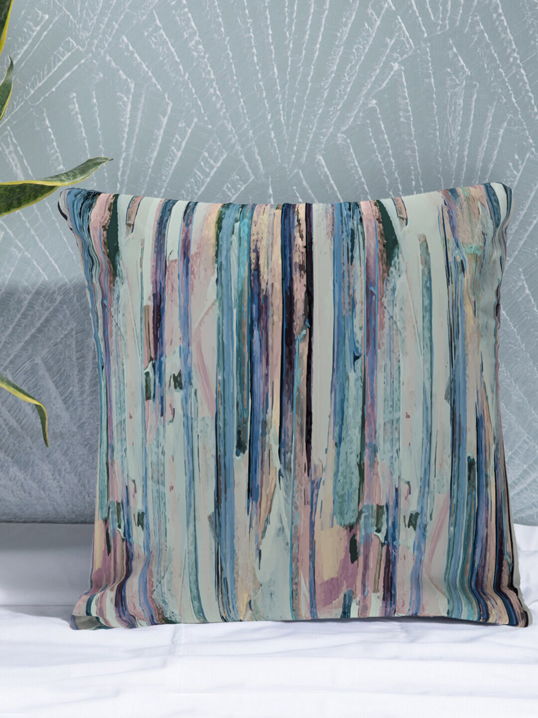 PETAL HOME Blue Floral Cotton Square Cushion Covers