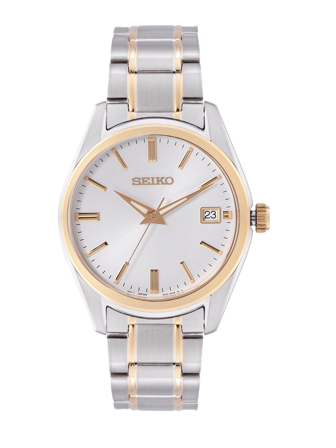 SEIKO Men White Dial & Silver Toned Stainless Steel Analogue Watch - SUR312P1
