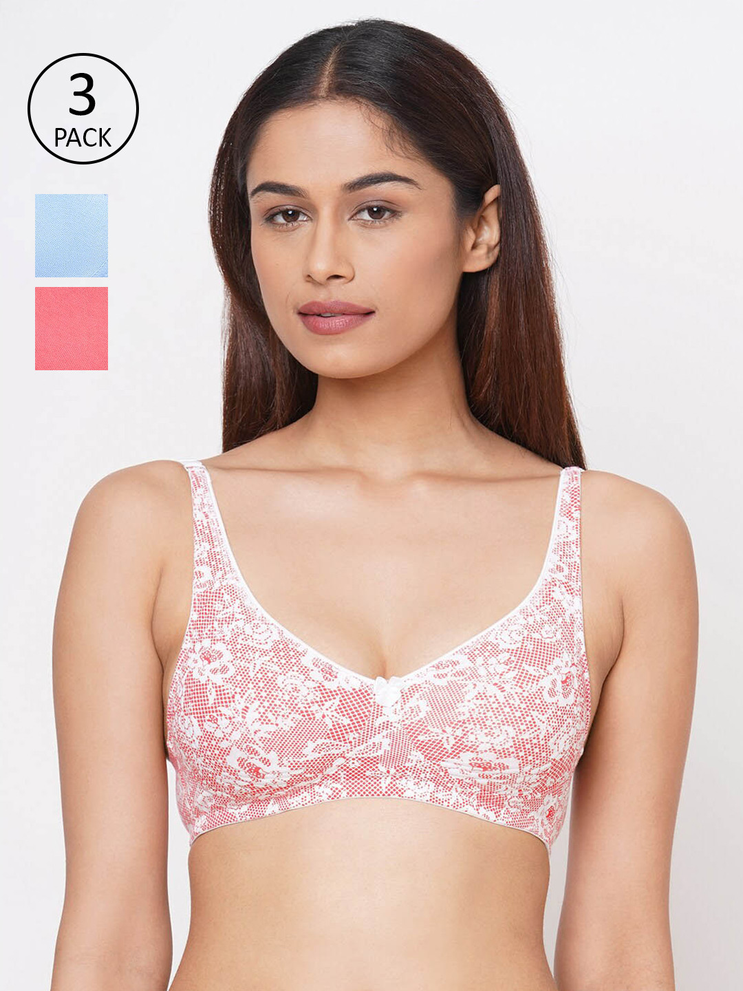 Inner Sense Pack of 3 Bamboo Cotton Everyday Non-Padded Encircled Side Support bra