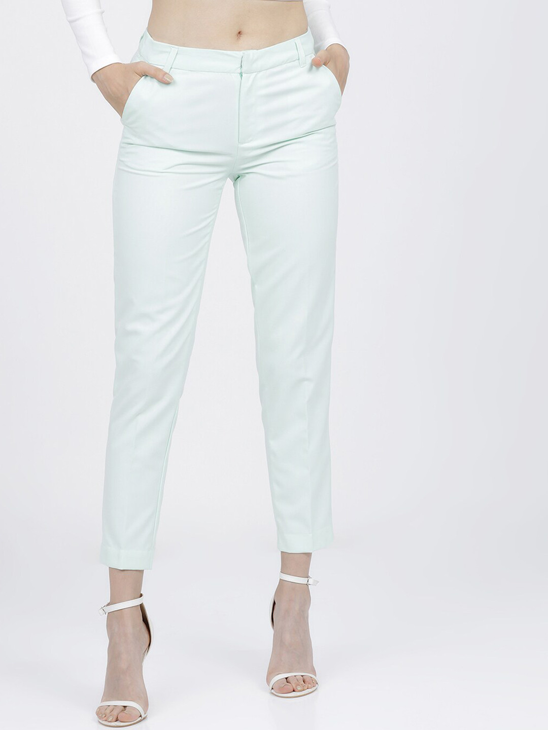 Tokyo Talkies Women Green Easy Wash Trousers