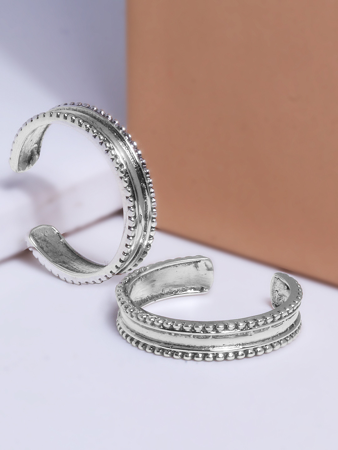 GIVA 925 Sterling Silver Layered Bead Toe Rings