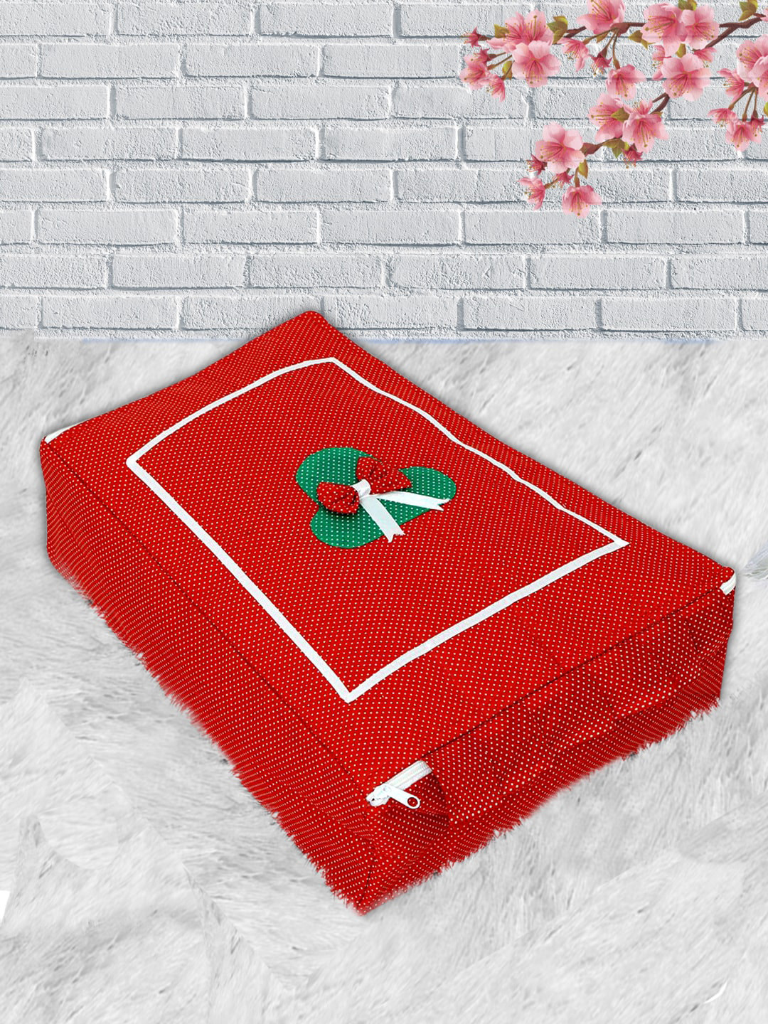 Kuber Industries Red Printed Saree Organiser