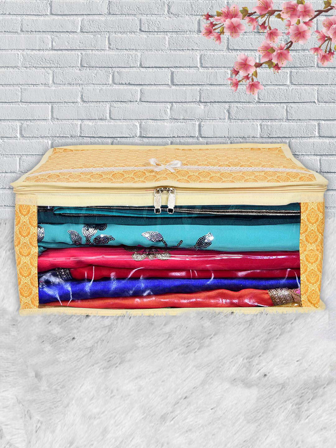 Kuber Industries Gold-Toned Printed Wardrobe Organiser