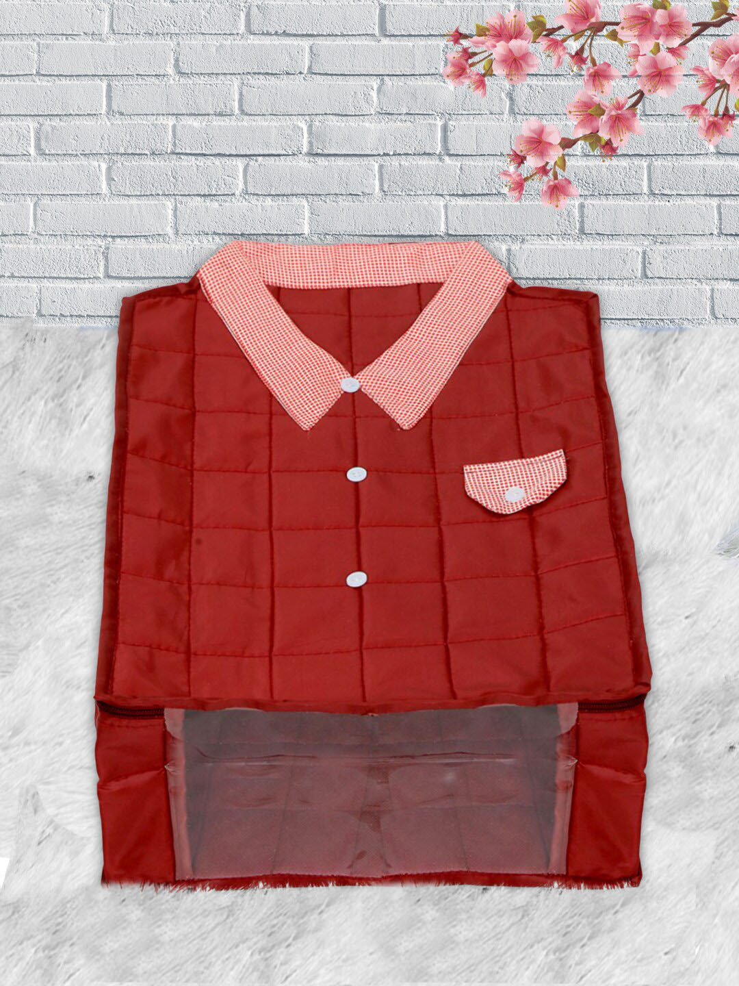 Kuber Industries Maroon Solid Shirt Organiser