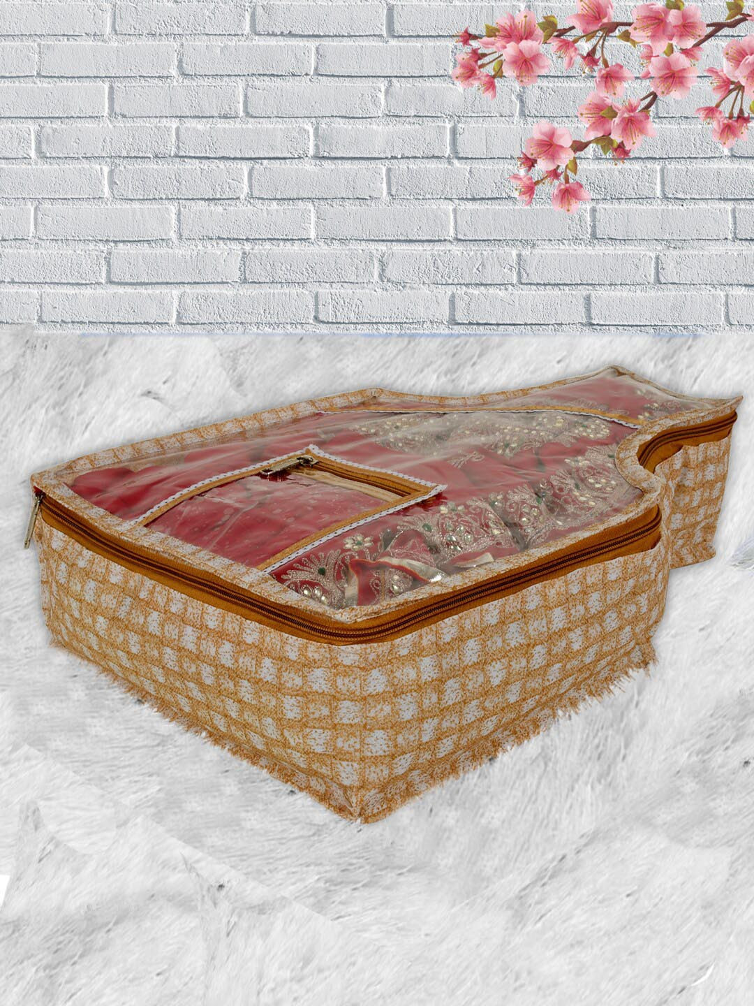 Kuber Industries Gold-Toned Checked Blouse Organiser
