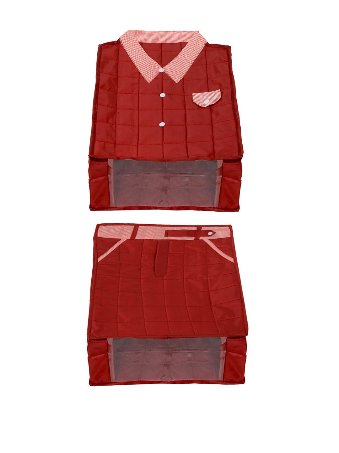 Kuber Industries Set of 2 Maroon Solid Shirt Organisers