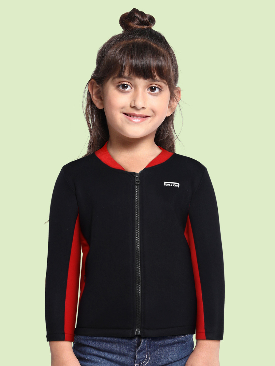 Gini and Jony Girls Navy Blue Solid Tailored Jacket with Side Taping Detail