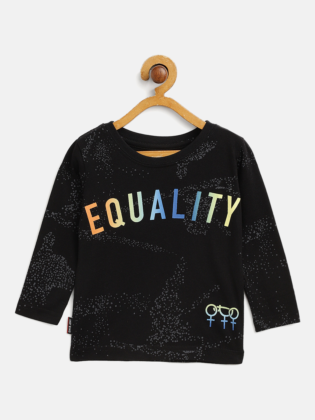 Gini and Jony Boys Black  Blue Pure Cotton Typography Printed Pure Cotton T-shirt