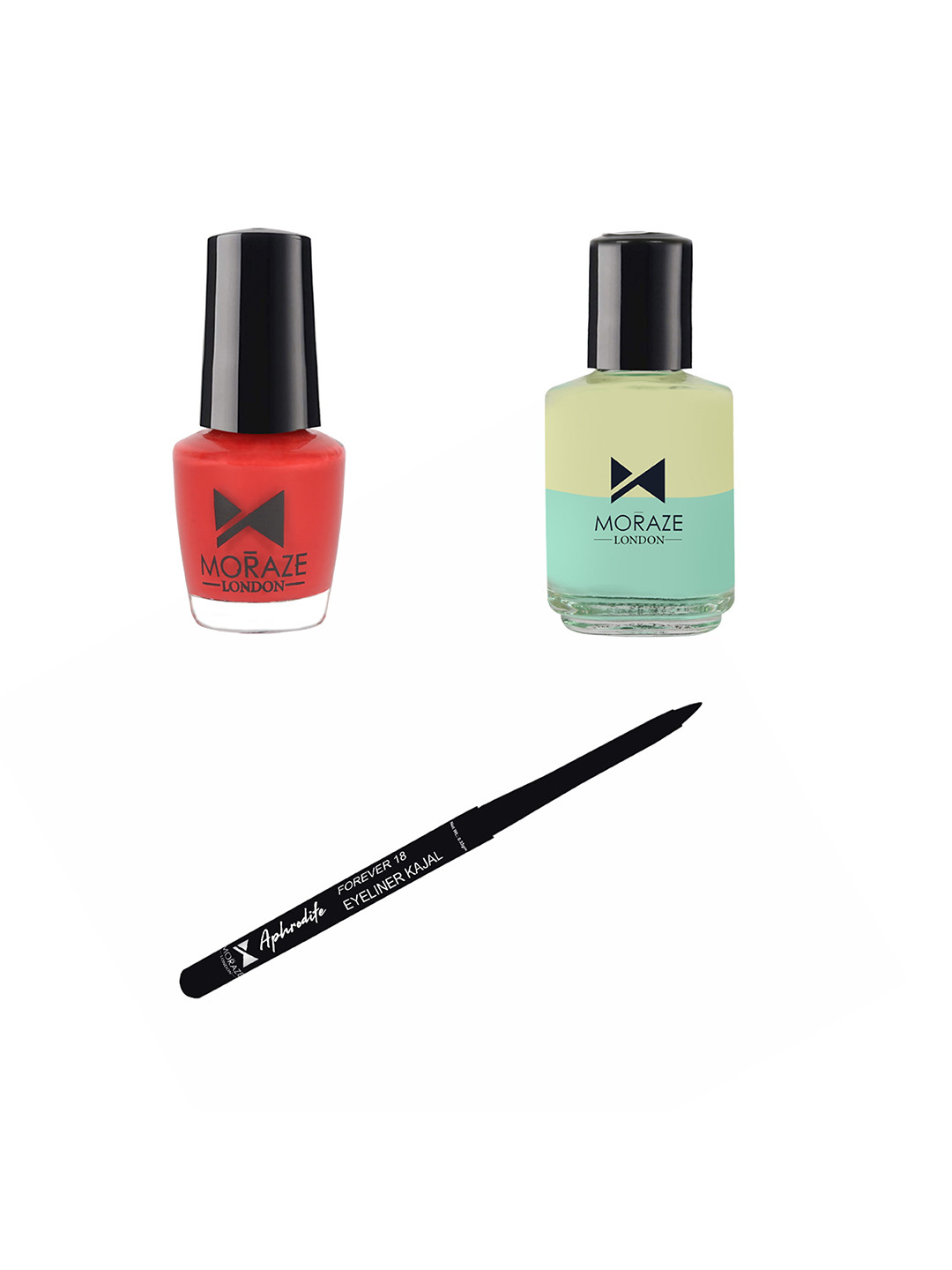 Moraze Pack of Kajal with 1 Nail Polish (Summer Dream), 5 ML, 1 Nail Paint Remover (30 ML)