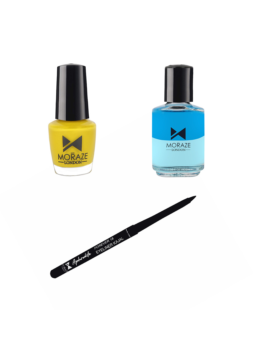 Moraze Pack of Kajal With Nail Polish & Nail Paint Remover - 5 ml & 30 ml