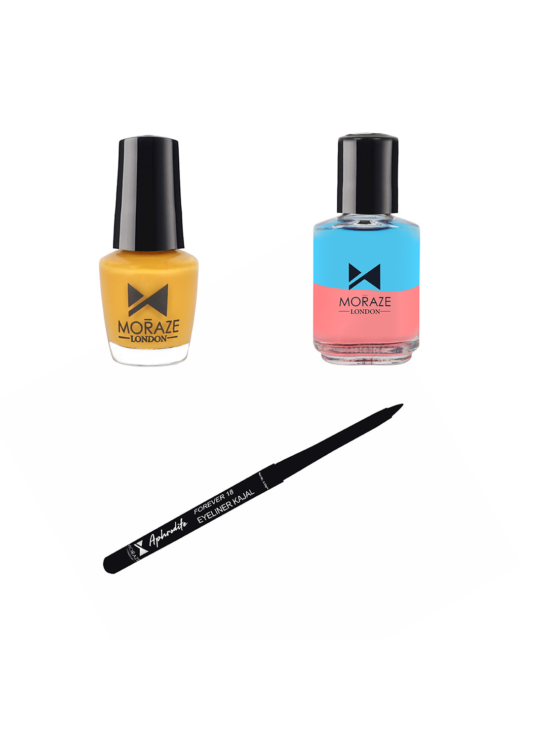 Moraze Pack of Kajal with 1 Nail Polish 5 ML1 Nail Paint Remover (30 ML)