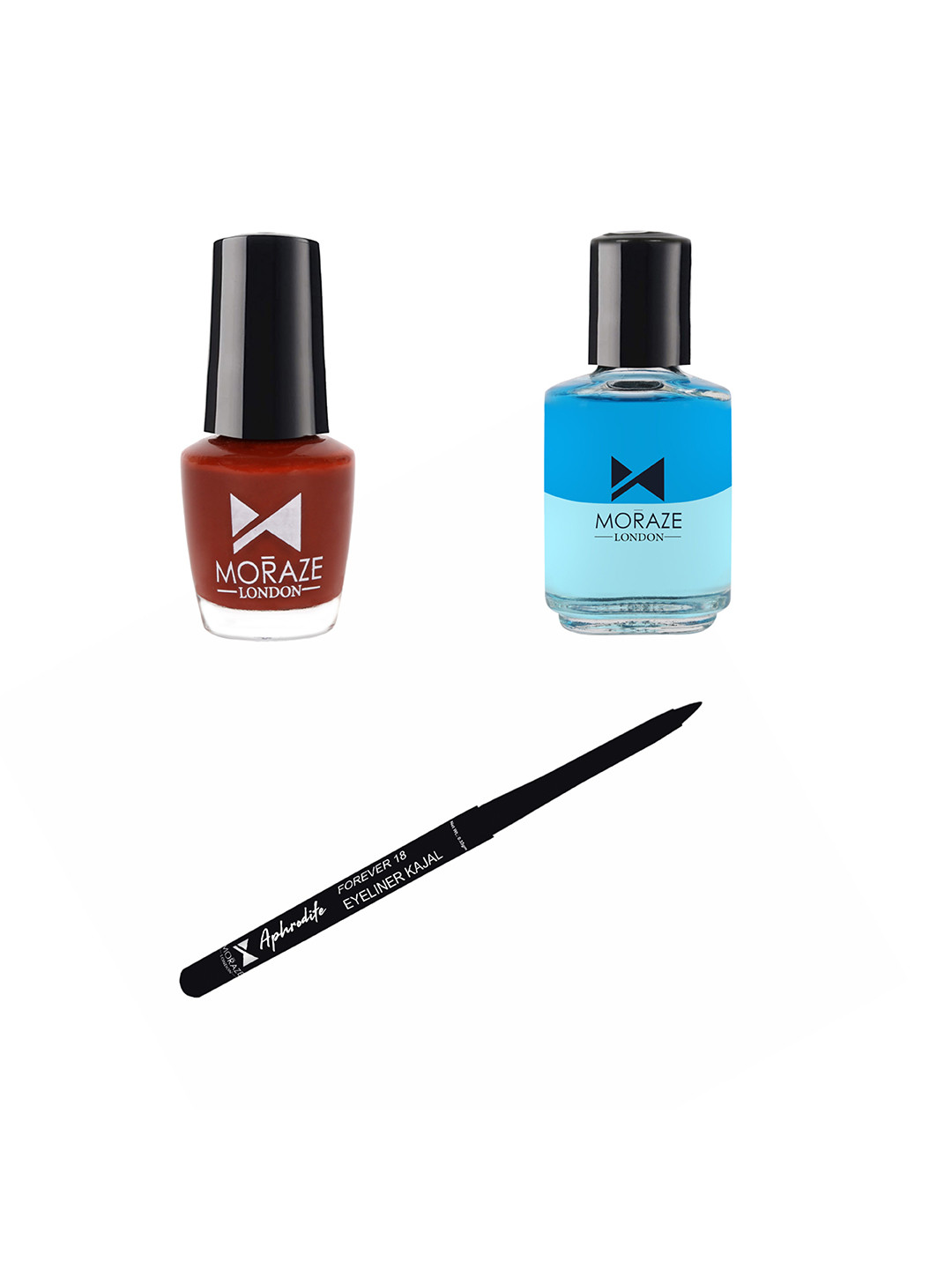 Moraze Pack of Kajal with 1 Nail Polish (Haughty Naughty)5 ML1 Nail Paint Remover (30 ML)