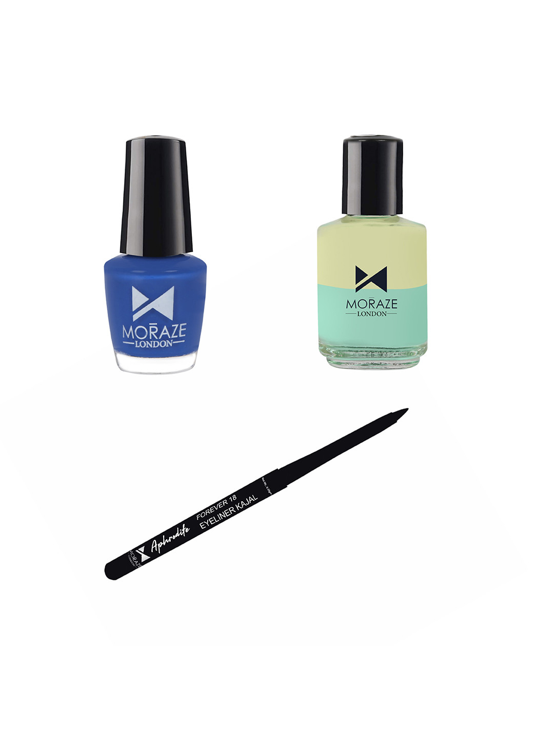 Moraze Pack of Kajal With Blue Nail Polish & Nail Paint Remover 5 ml & 30 ml