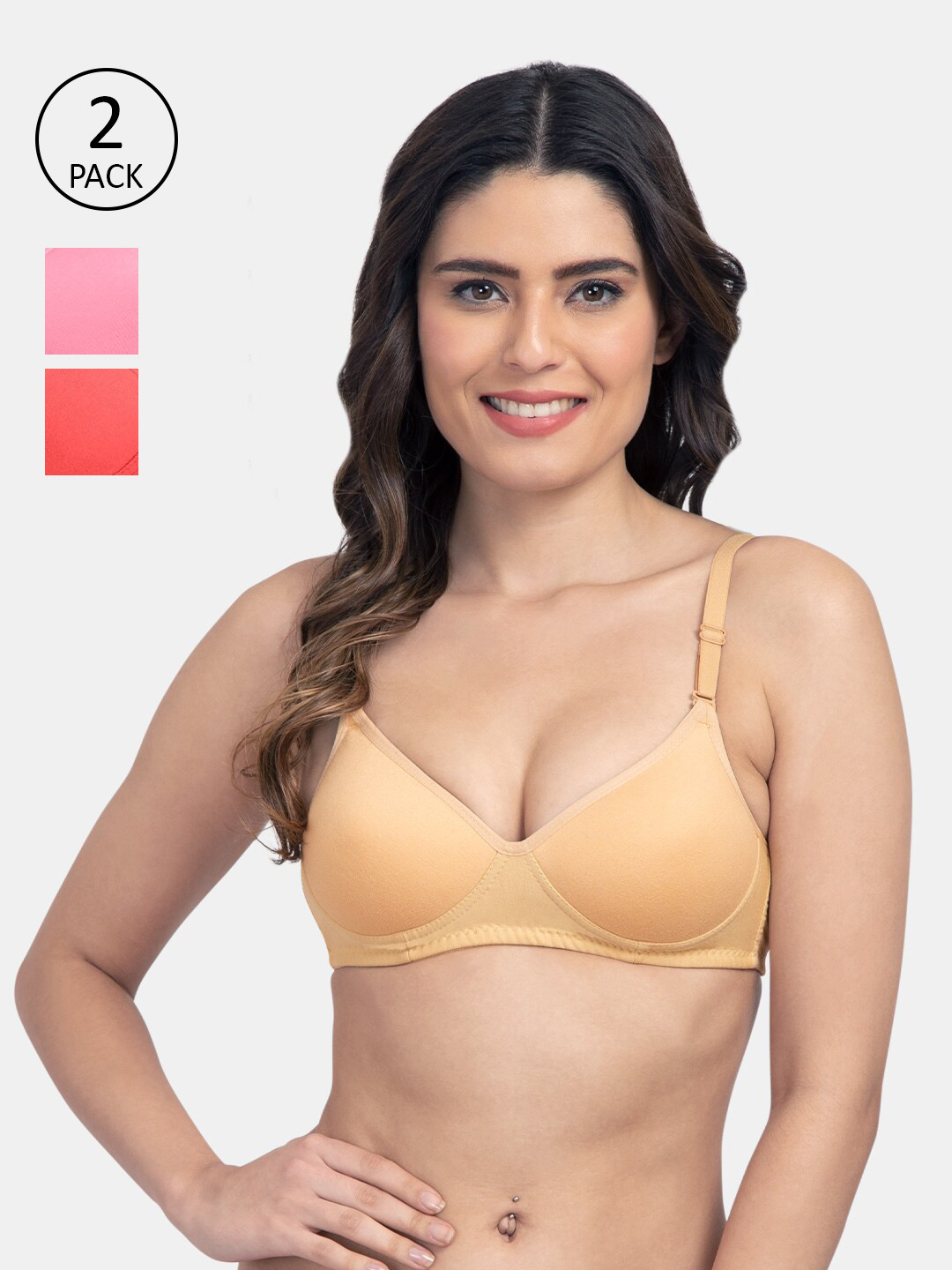 KOMLI Pack of 3 Everyday Medium Padded Full Coverage Padded T-Shirt Bra