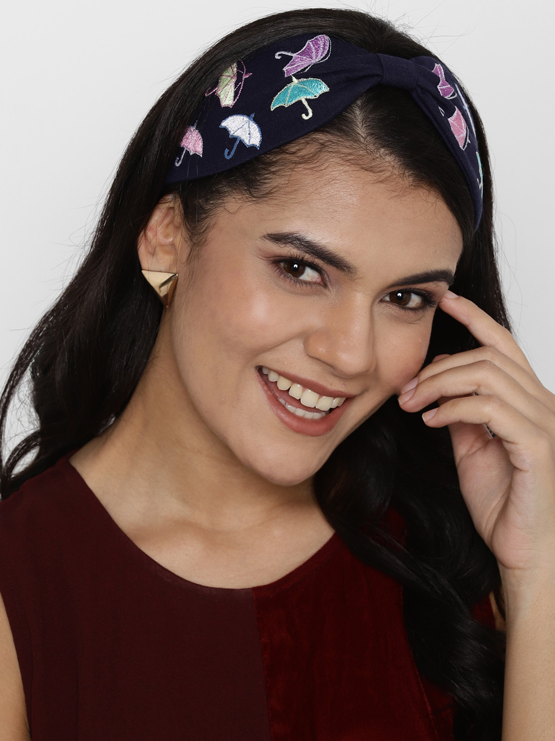 DEEBACO Women Navy Blue Embroidery Hairband