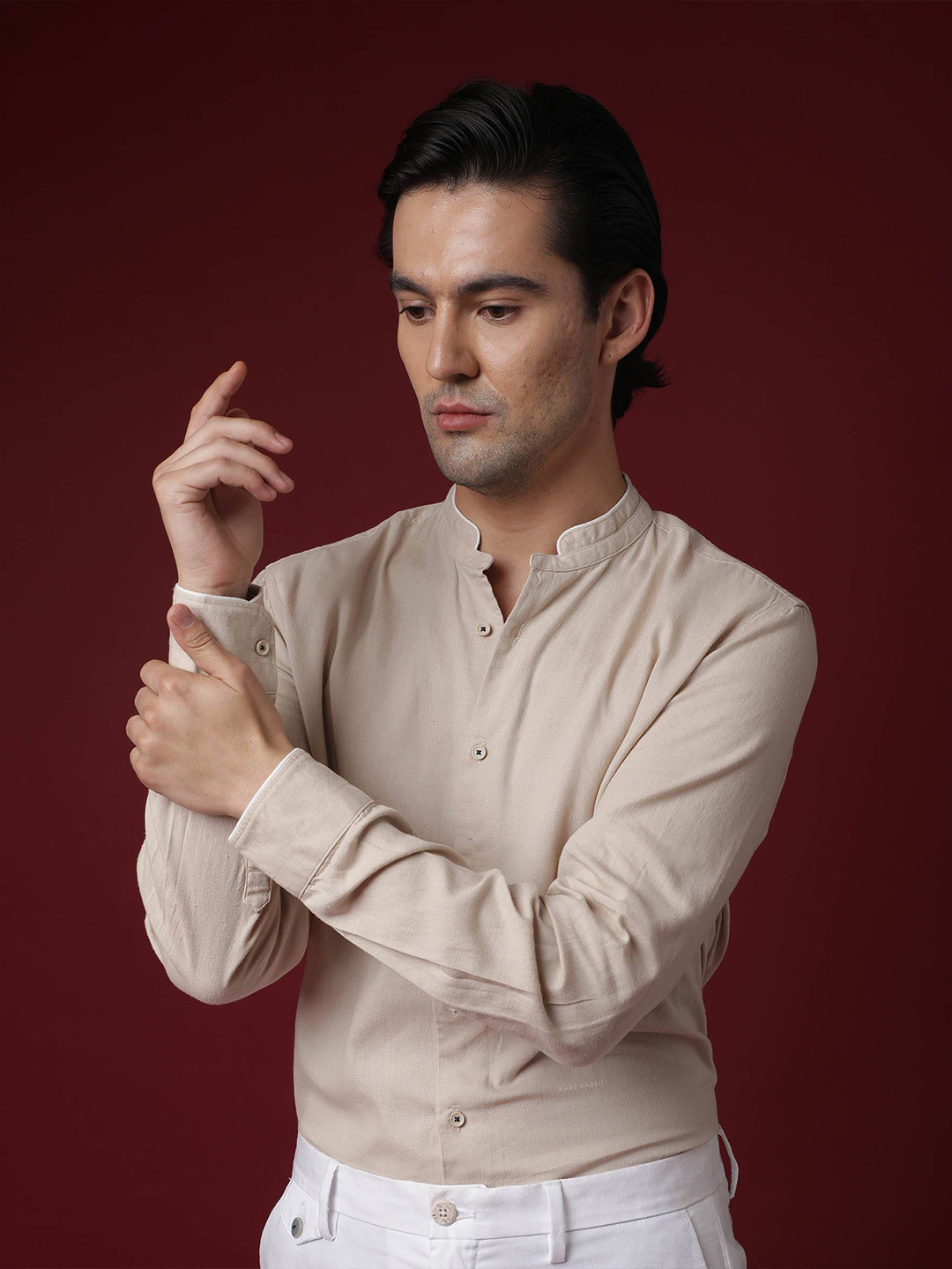 RARE RABBIT Men Beige Slim Fit Opaque Casual Shirt