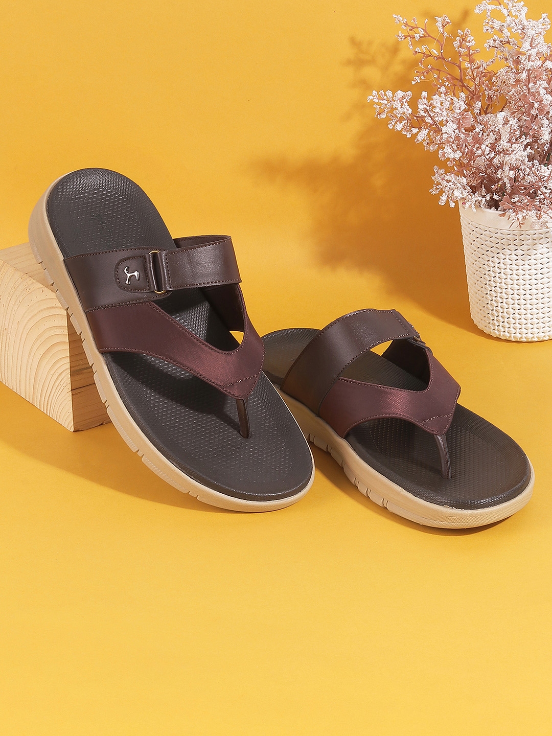 Buy Mochi Men Brown Black Comfort Sandals Sandals for Men 15461446 Myntra