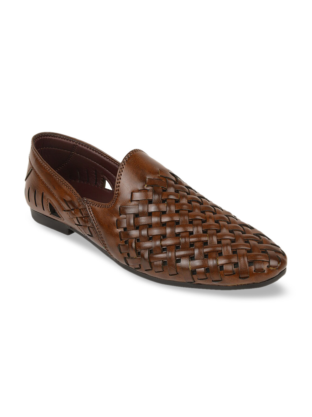Regal Men Brown Woven Design Slip-On Sneakers