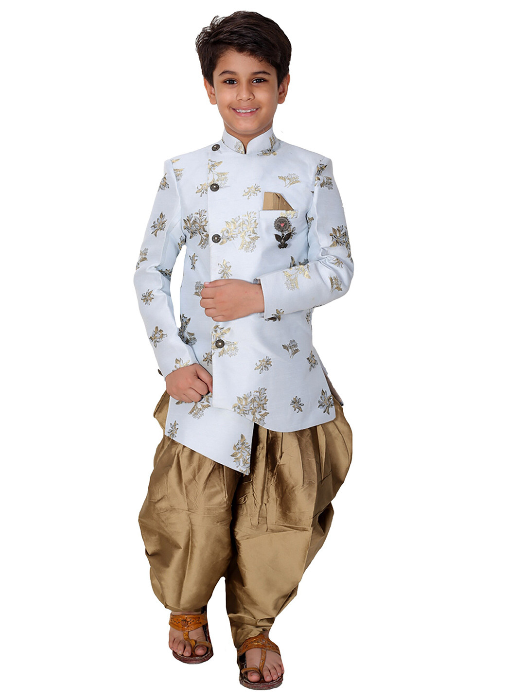 FOURFOLDS Boys Printed Sherwani with Dhoti Pants