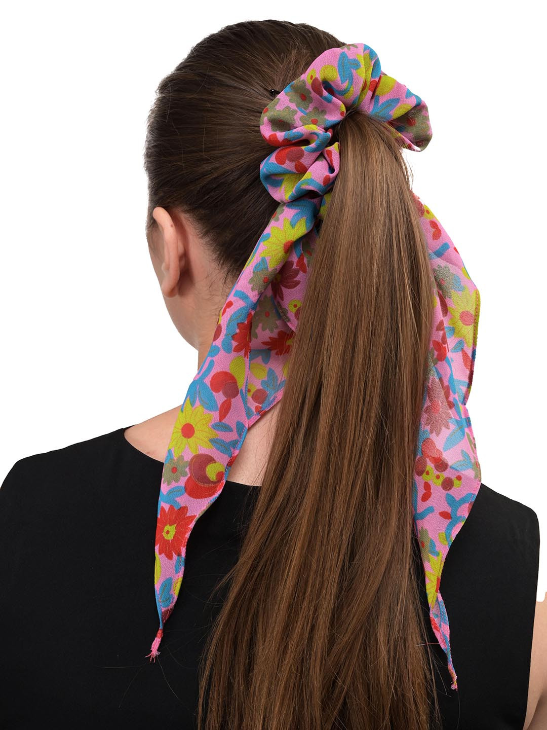 BuckleUp Women Pink & Red Printed Scrunchie