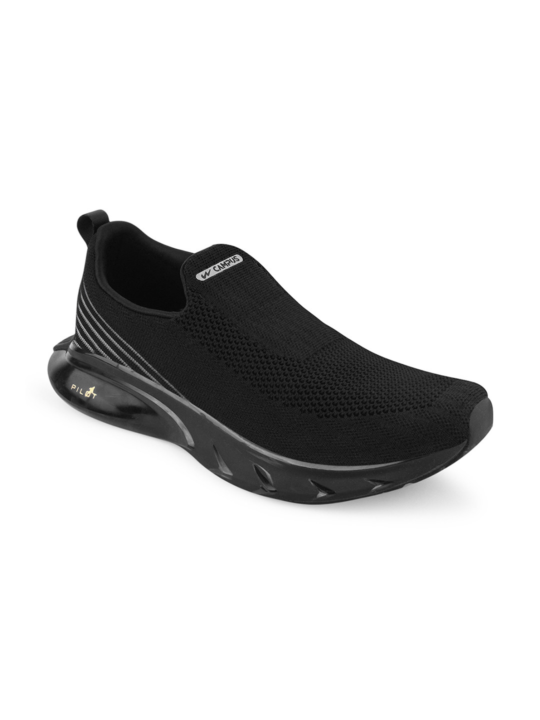 Campus Men Black Slip On Running Shoes