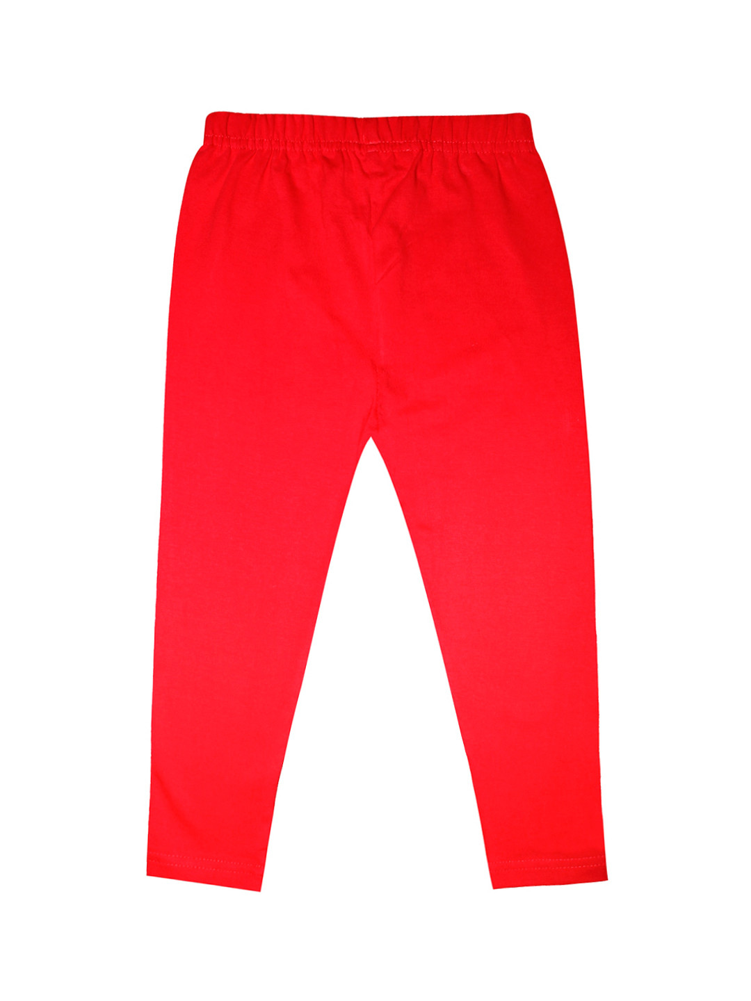 KiddoPanti Girls Red Solid Ankle Length Lycra Legging