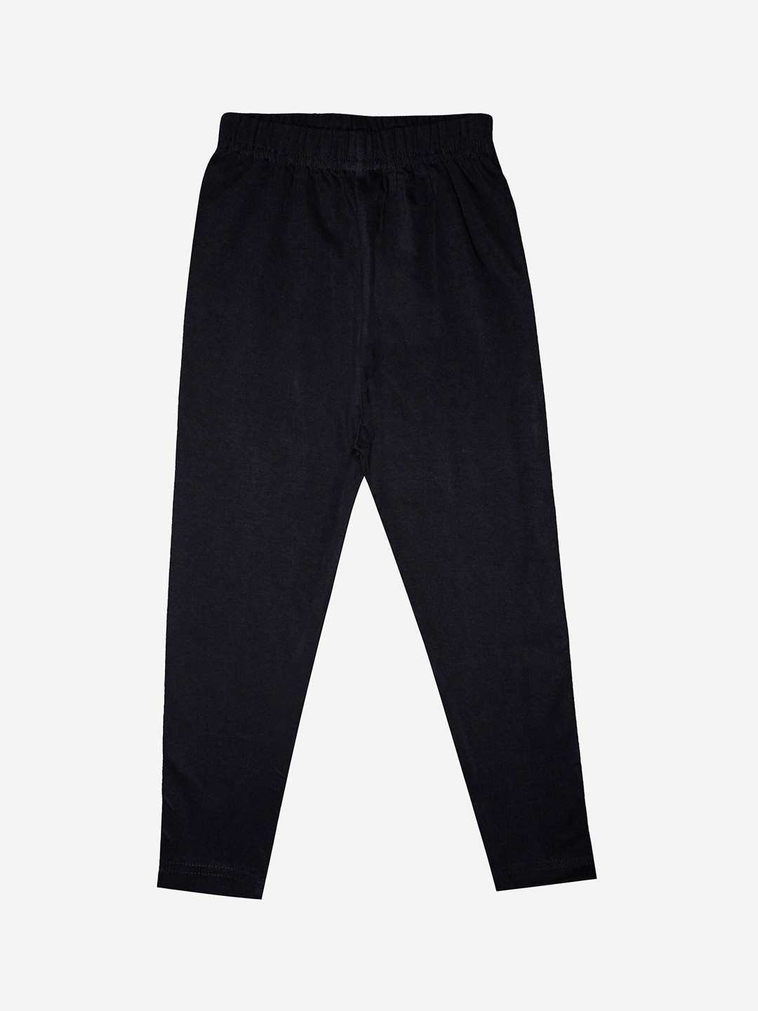KiddoPanti Girls Black Solid Ankle Length Lycra Legging