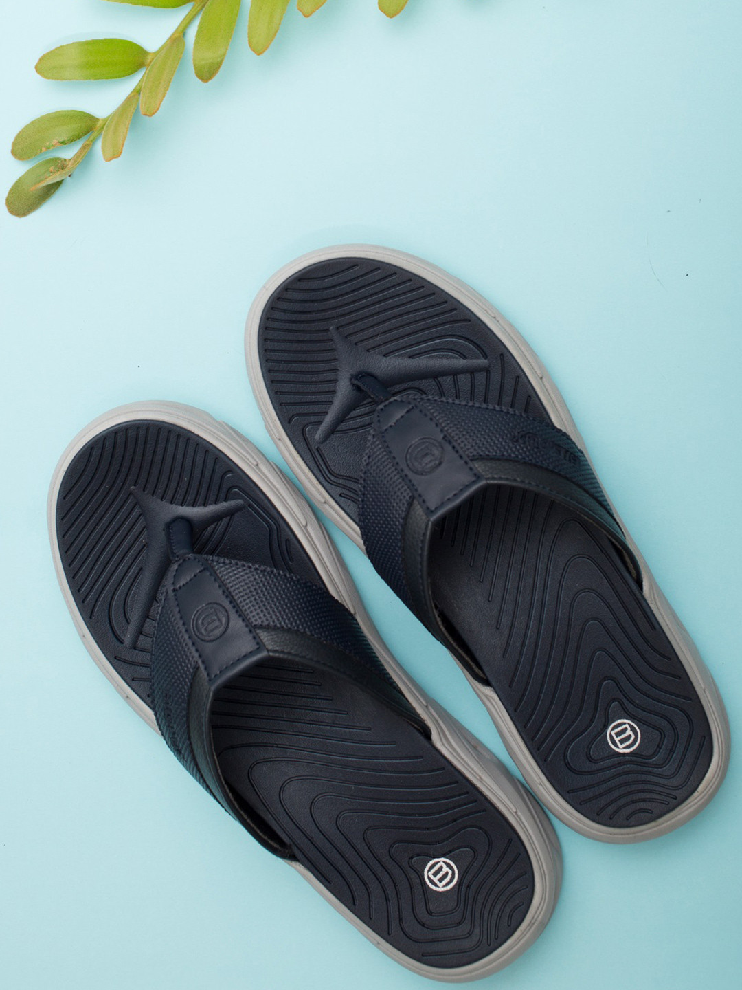 Big Fox Men Navy Blue & Grey Thong Flip-Flops