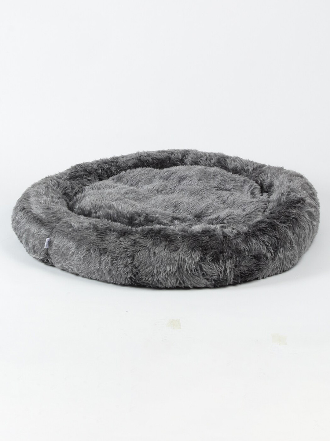WIGGLE TWIDDLE Black Solid Pet Large Size Round Fur Bed