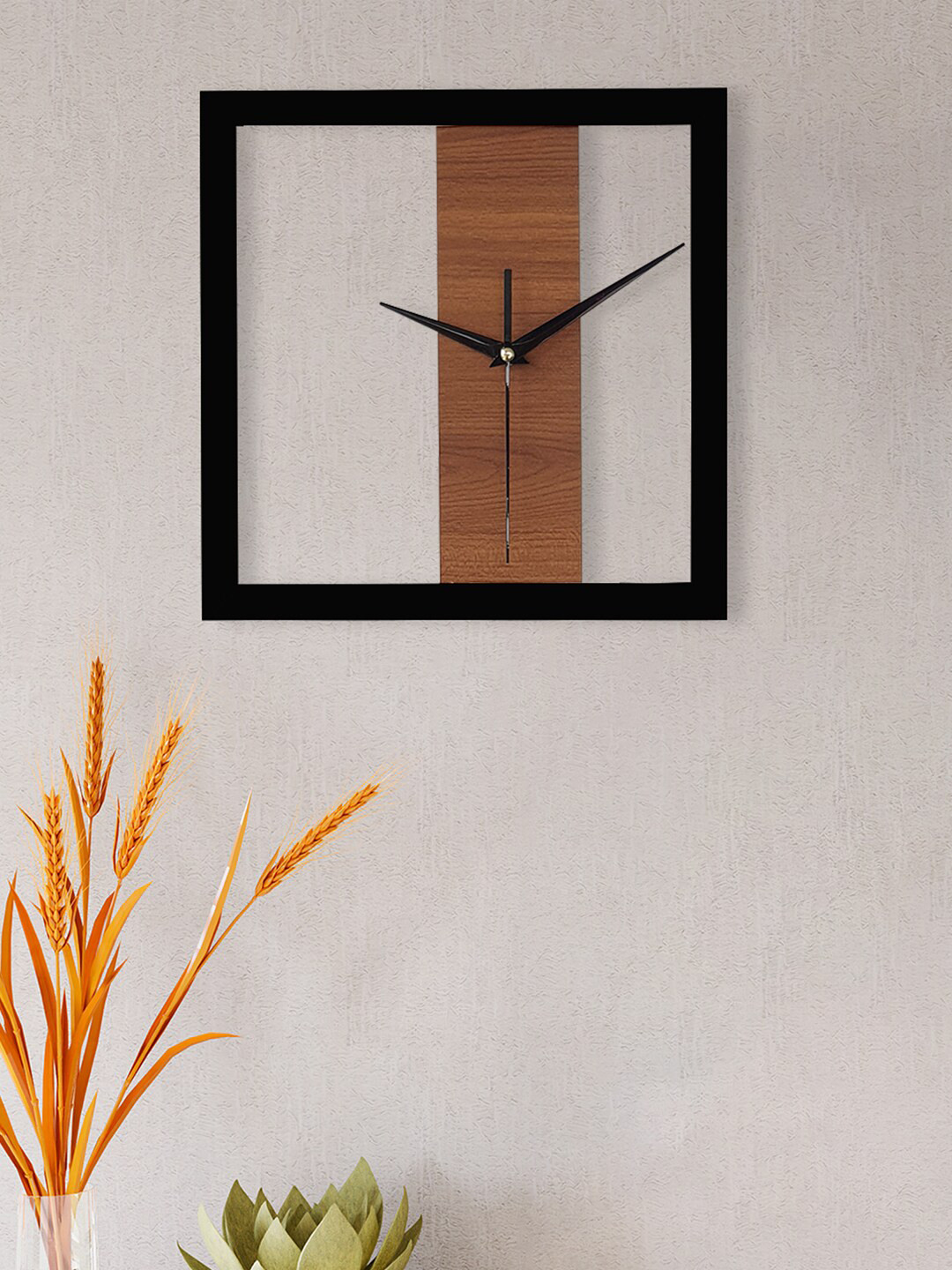 Art Street Black & Brown Colourblocked Contemporary Wall Clock