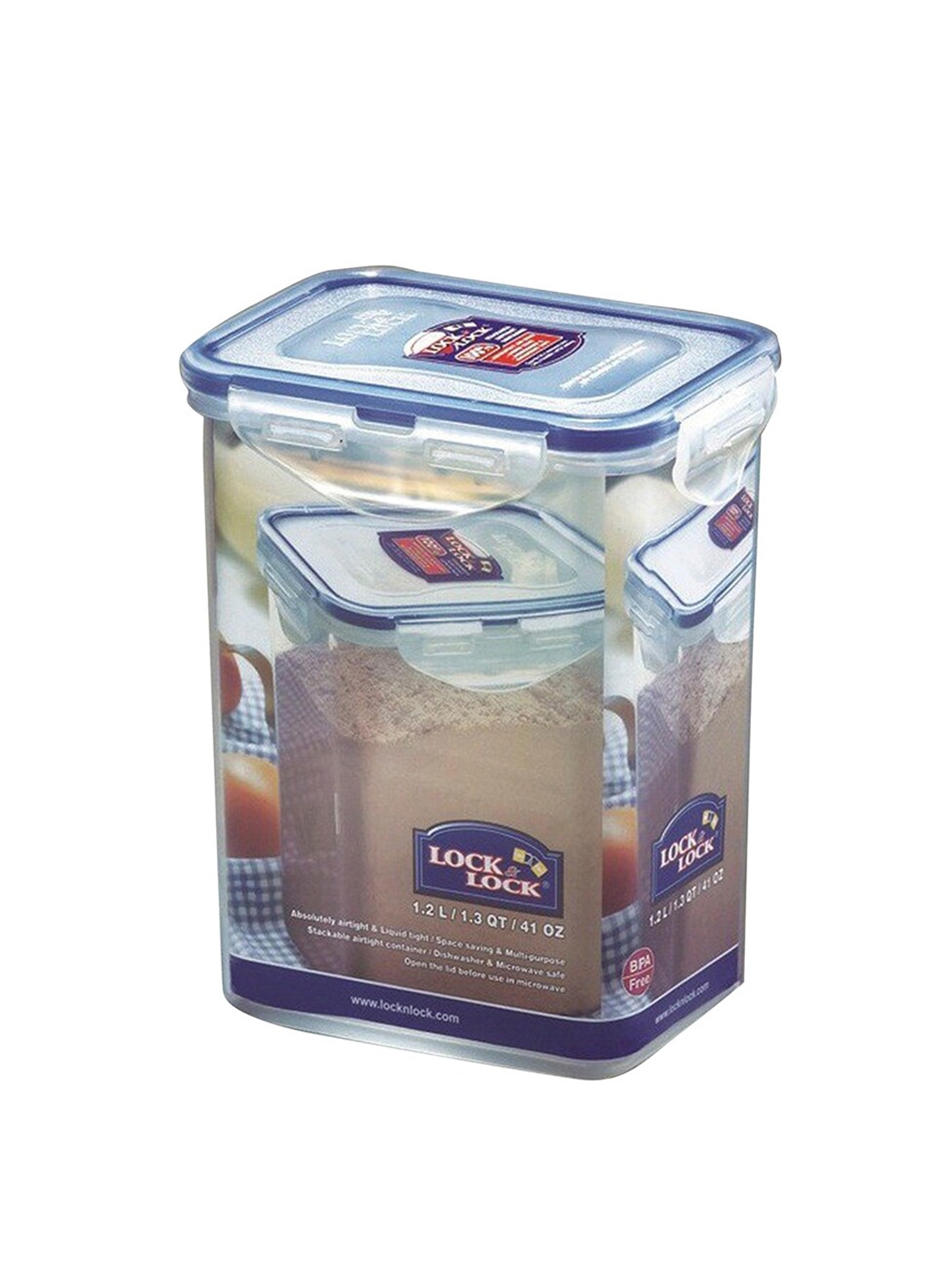 Lock   Lock Transparent Plastic Airtight Food Storage Container With Leakproof Lid 1.2 L