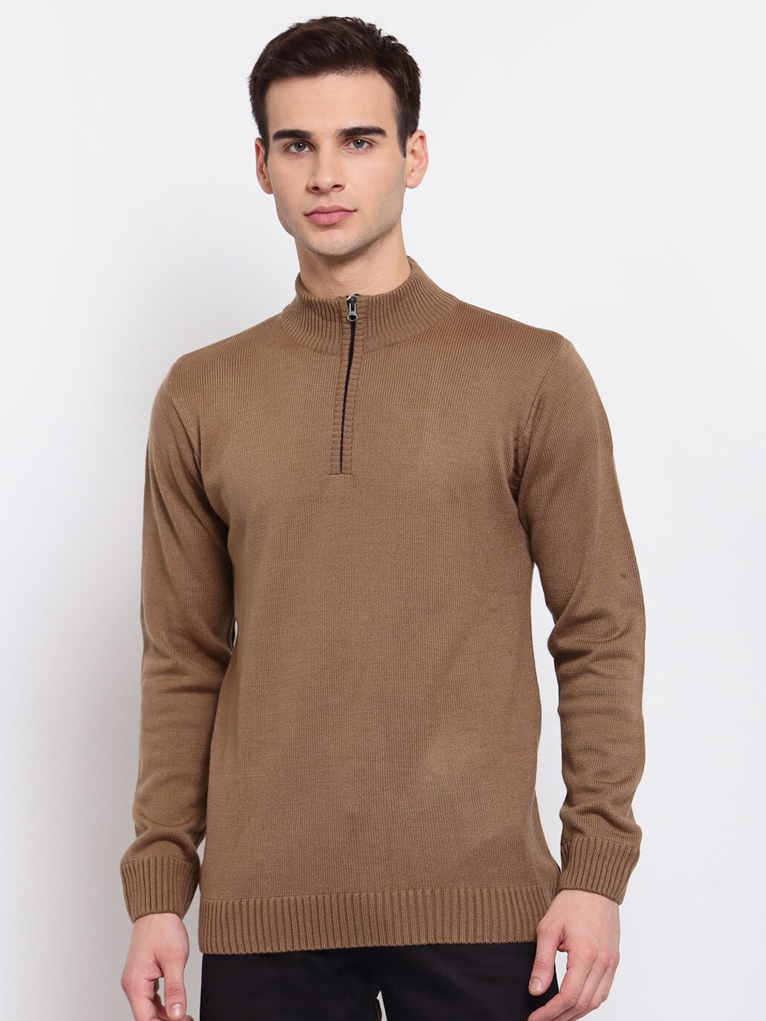 Style Quotient Men Tan Pullover Sweater