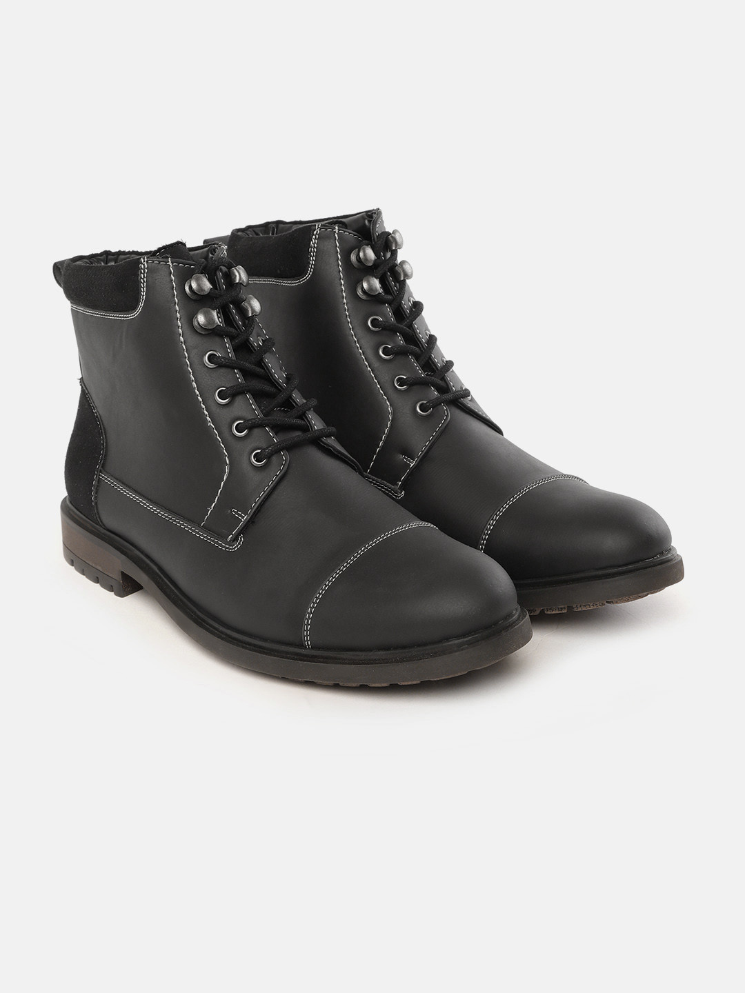 Roadster Men Black Solid Mid-Top Flat Boots