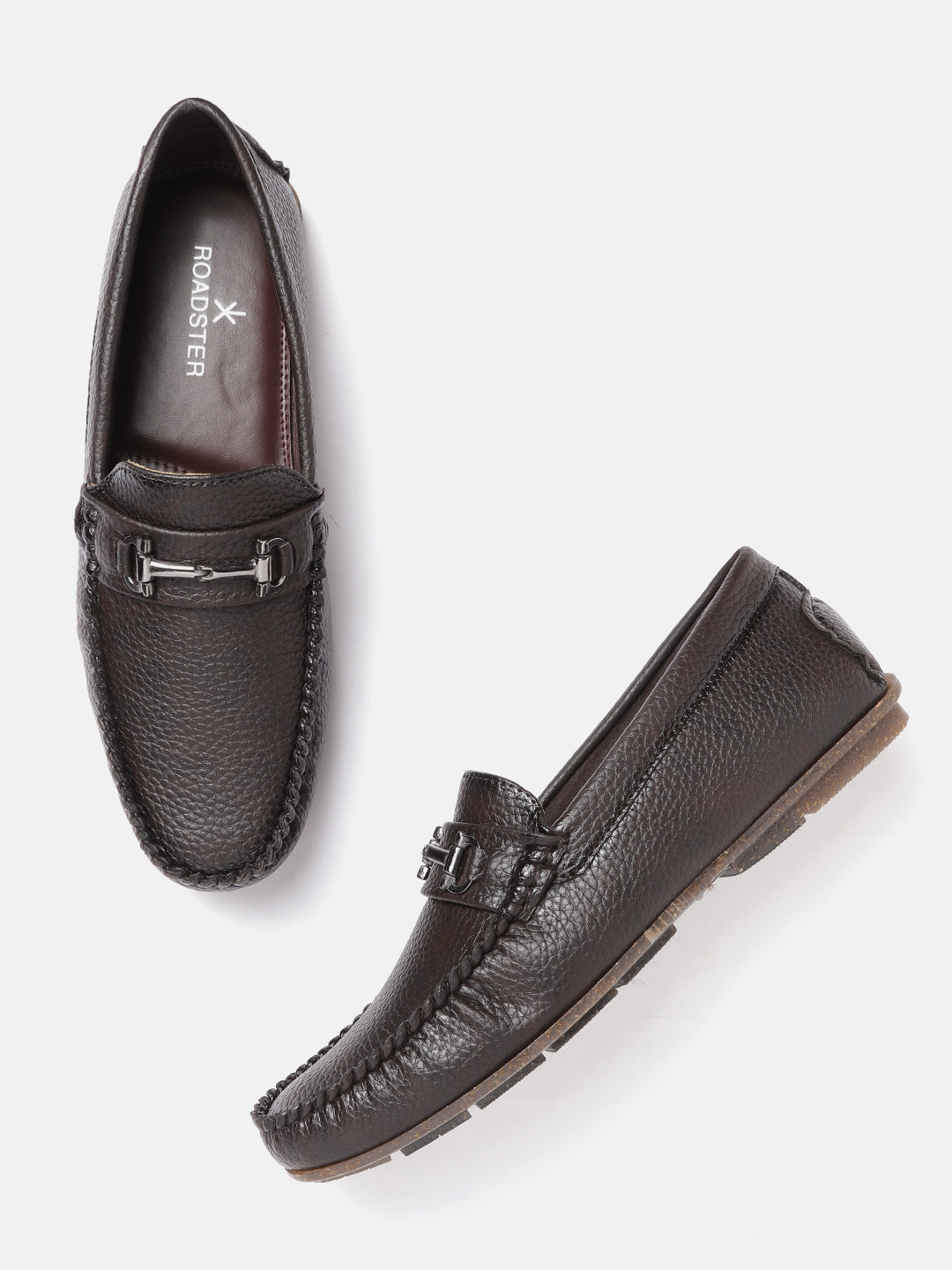 Roadster Men Coffee Brown Solid Horsebit Loafers