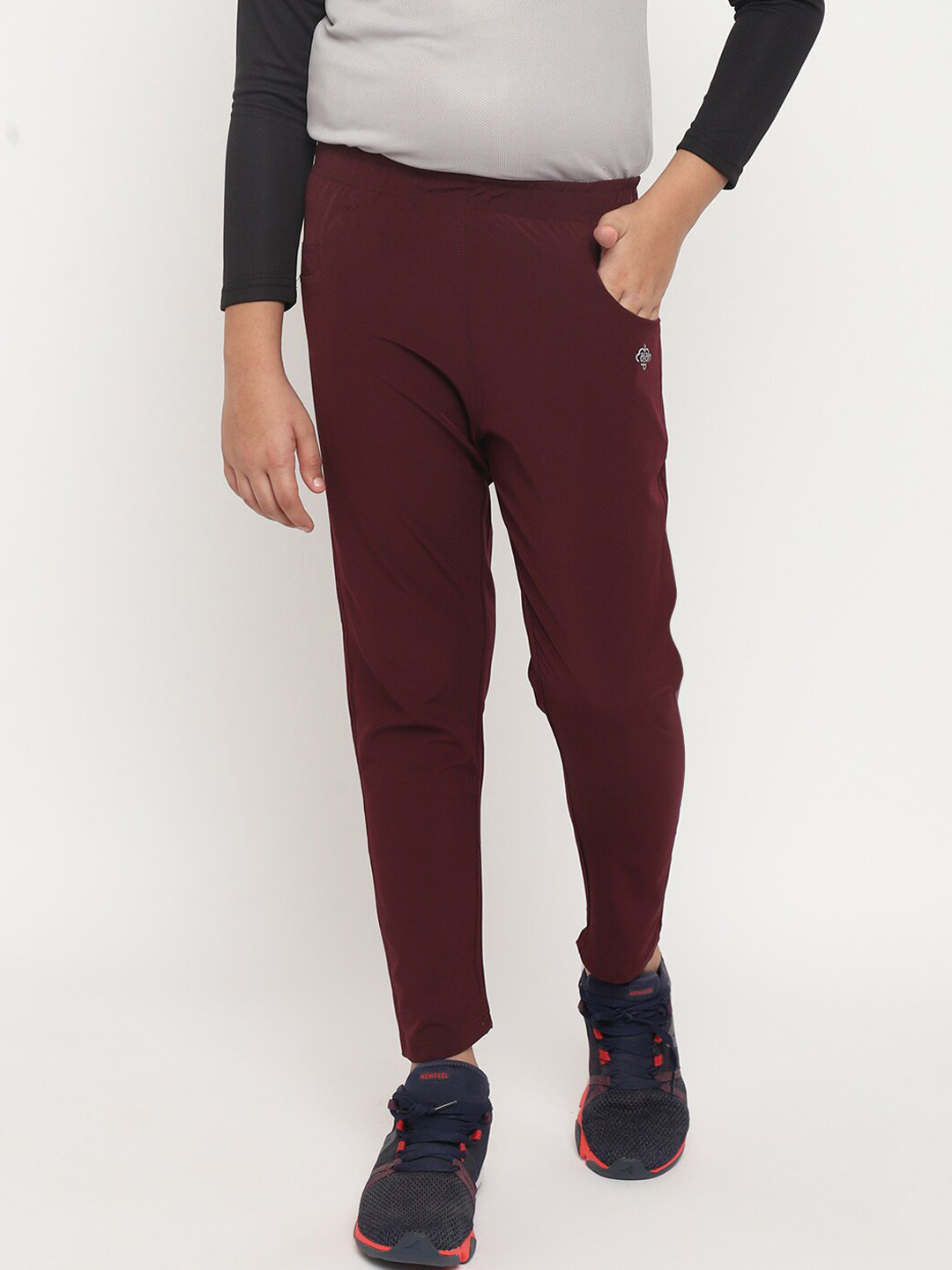 CHIMPRALA Boys Burgundy Solid Trackpants
