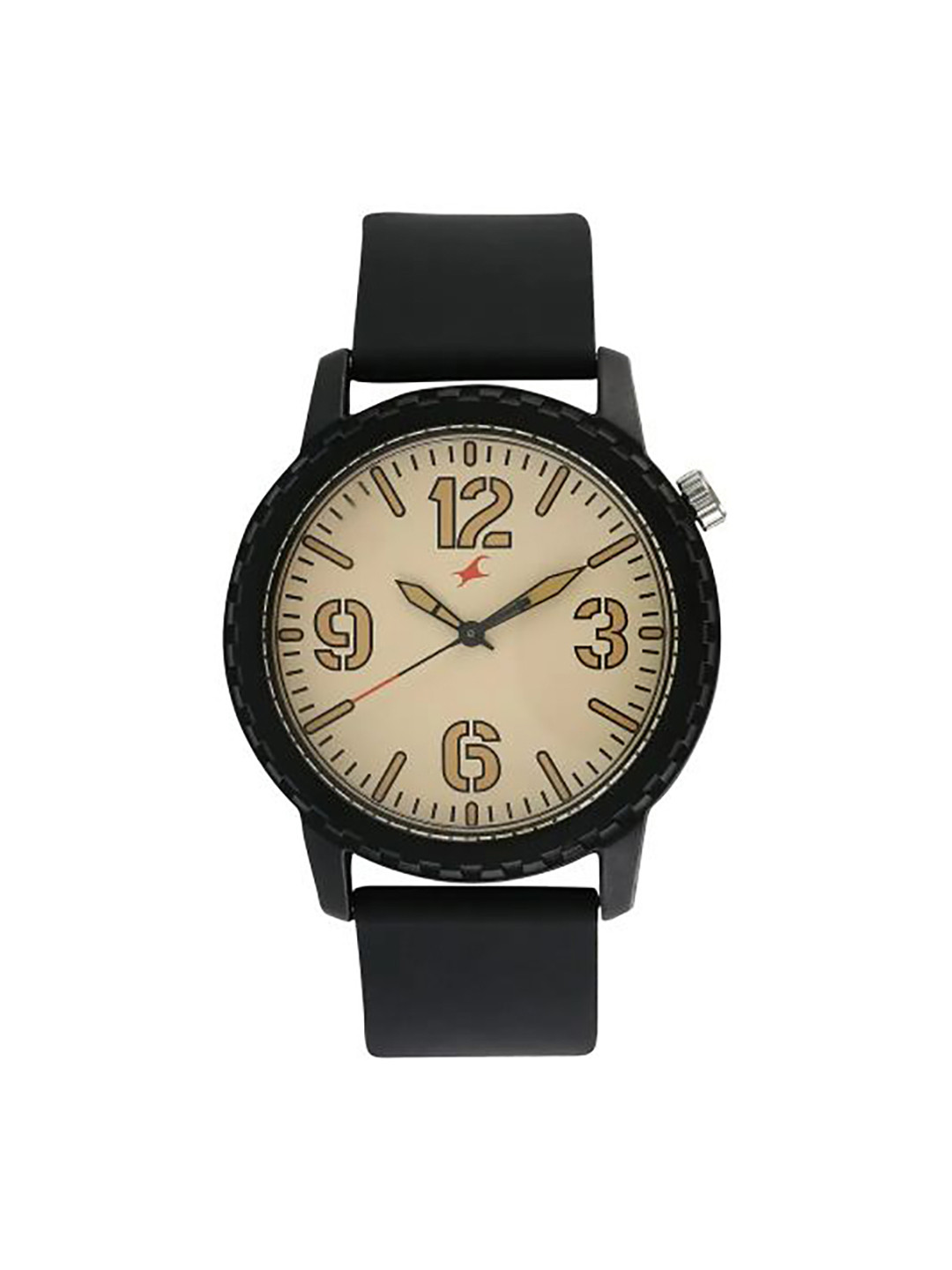 Fastrack Unisex Beige Dial & Black Straps Analogue Watch 38039PP02